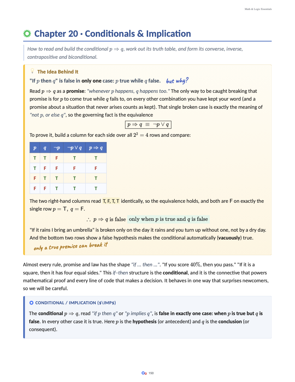 A logic page about conditionals and implication.