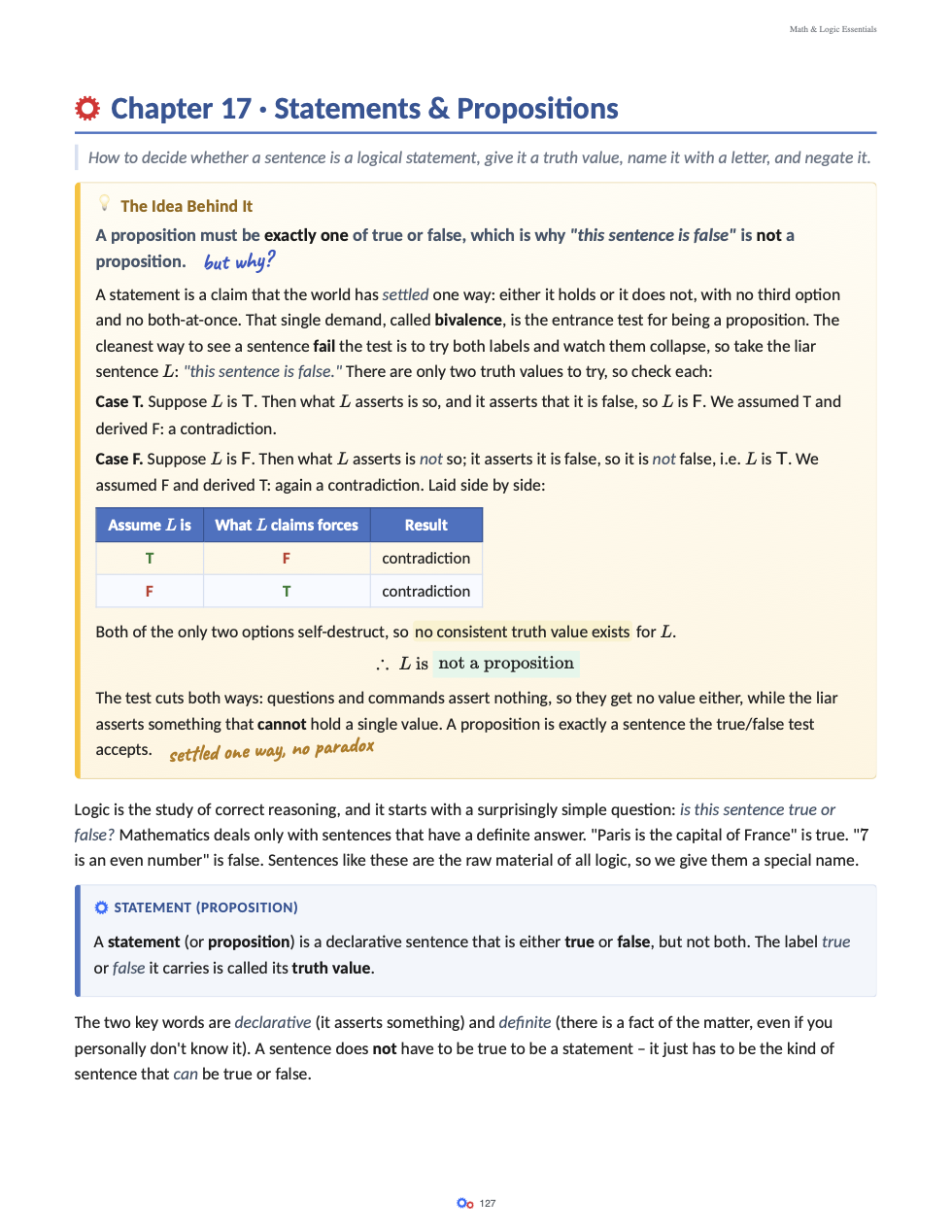 A logic page about statements and propositions.