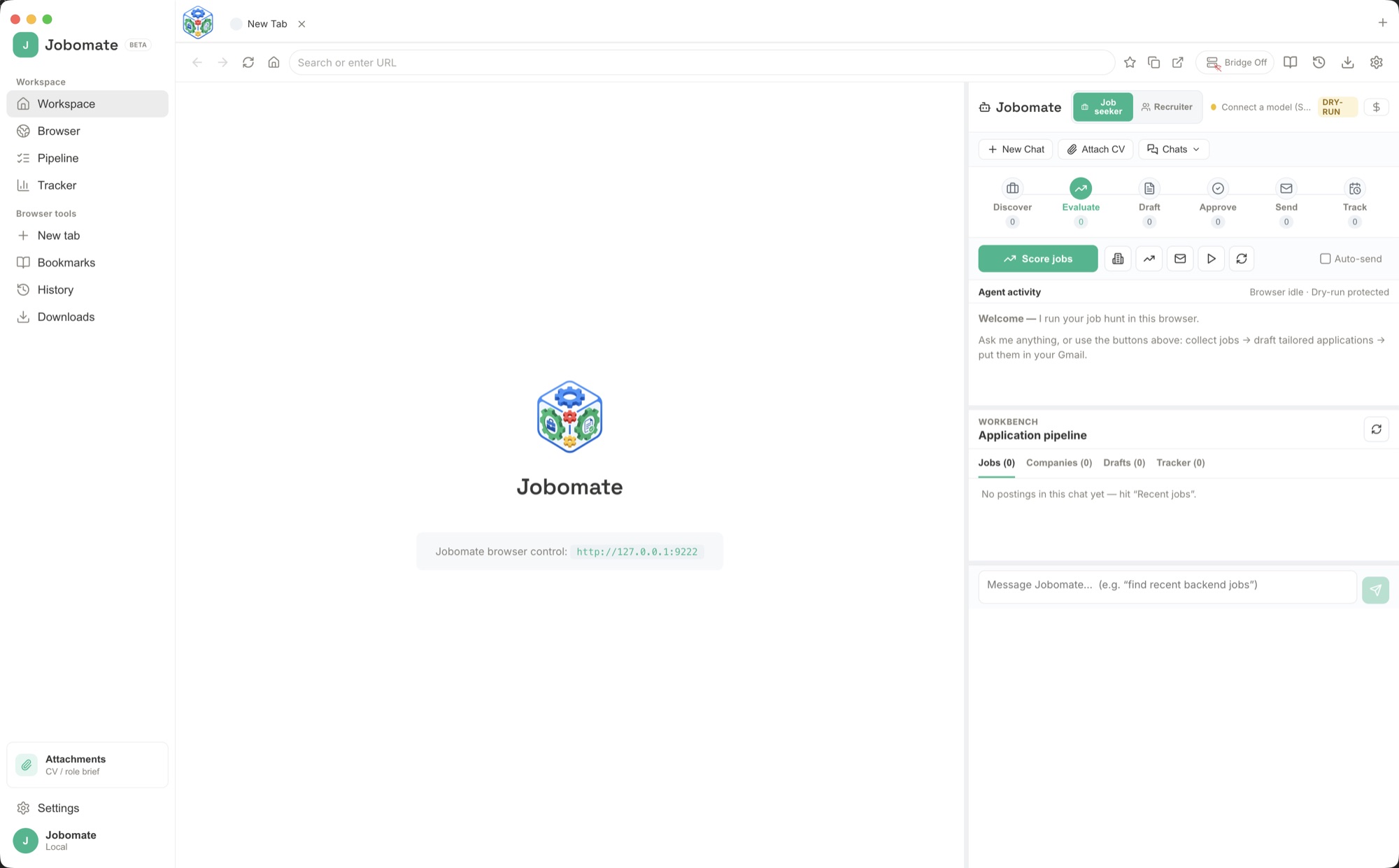 Jobomate Draft stage with a tailored email and cover letter generated for an item.