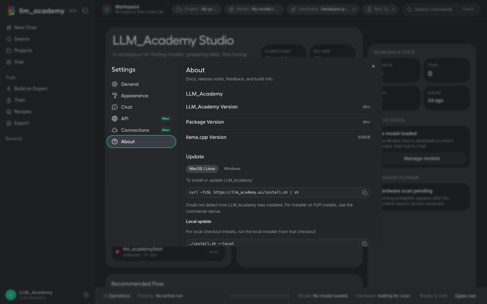 LLM Academy about and update information with documentation links.