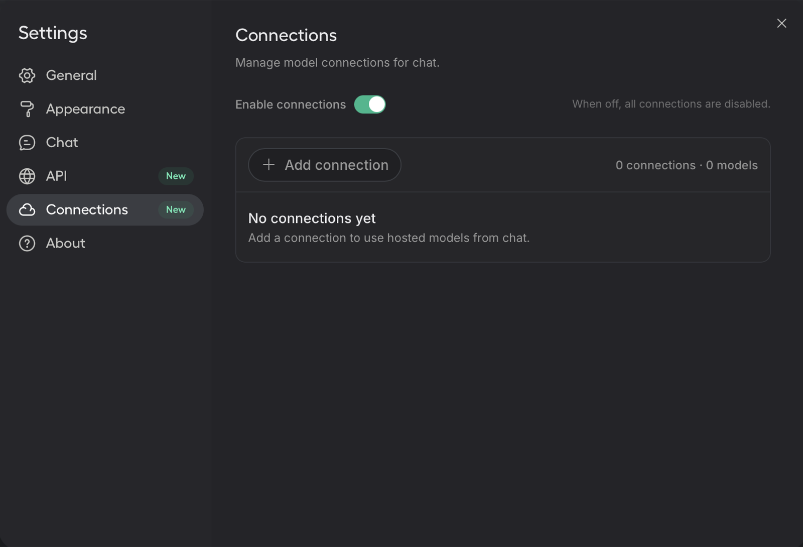 LLM Academy connections settings for adding hosted model providers.